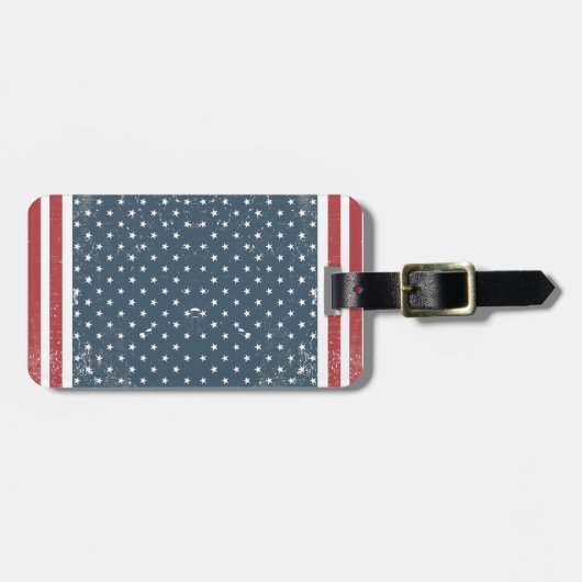 垂直アメリカ国旗 ラゲッジタグ (正面横)
