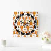 垂直ウクレールパターン スクエア壁時計 (ホーム)