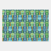 垂直ウクレールパターン ラッピングペーパーシート (正面)