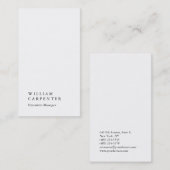 垂直エレガントで印象的な白いプレーンのマネージャ 名刺 (正面/裏面)