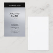 垂直エレガントシルバールックプロフェッショナルモダン 名刺 (正面/裏面)