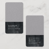 垂直エレガント白モダン灰色の黒 名刺 (正面/裏面)