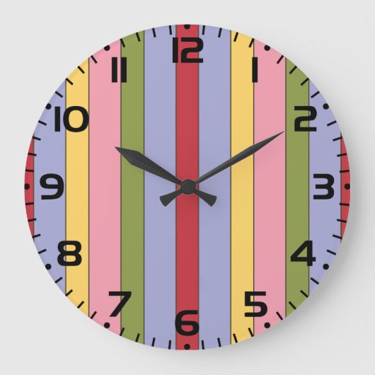 垂直カラフルのストライプパターン ラージ壁時計 (正面)