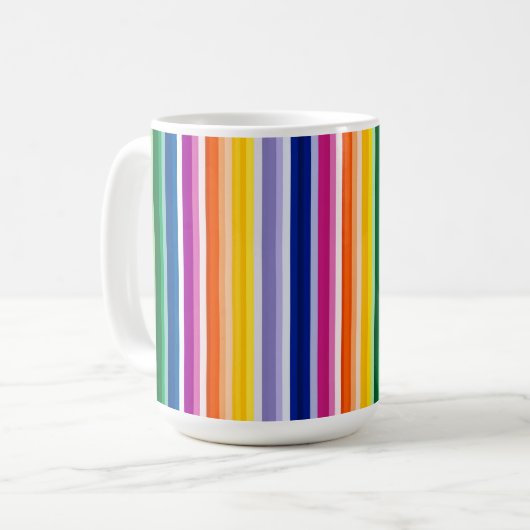 垂直カラフルデザインストライプ コーヒーマグカップ (正面左)