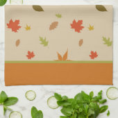 垂直カラフル紅葉カスタム文字 キッチンタオル (折り畳み)