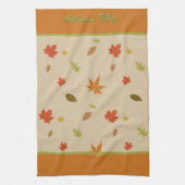 垂直カラフル紅葉カスタム文字 キッチンタオル (縦)
