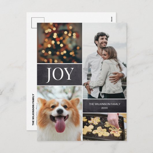 垂直クリスマス2020年家族写真コラージュ シーズンポストカード (正面/裏面)