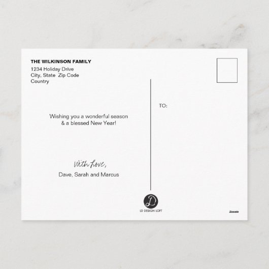 垂直クリスマス2020年家族写真コラージュ シーズンポストカード (裏面)