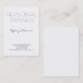 垂直クリーン白プレーンシンプルパーソナルトレーナー 名刺 (正面/裏面)