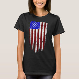 垂直グランジ米国国旗 Tシャツ