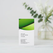 垂直グリーンイエローホワイトトレンディーコンサルタント 名刺 (スタンド正面)