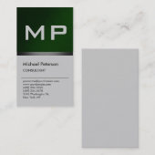 垂直グリーングレースタイリッシュモノグラム名刺 名刺 (正面/裏面)