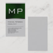 垂直グリーングレースタイルモノグラム名刺 名刺 (正面/裏面)