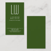 垂直グリーンプロフェッショナルシンプルモノグラモダンム 名刺 (正面/裏面)