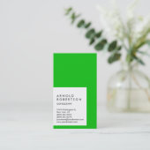 垂直グリーンホワイトストライプビジネスカード 名刺 (スタンド正面)