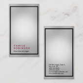 垂直グレーのプロフェッショナルモダンプレーン・マネージャ 名刺 (正面/裏面)