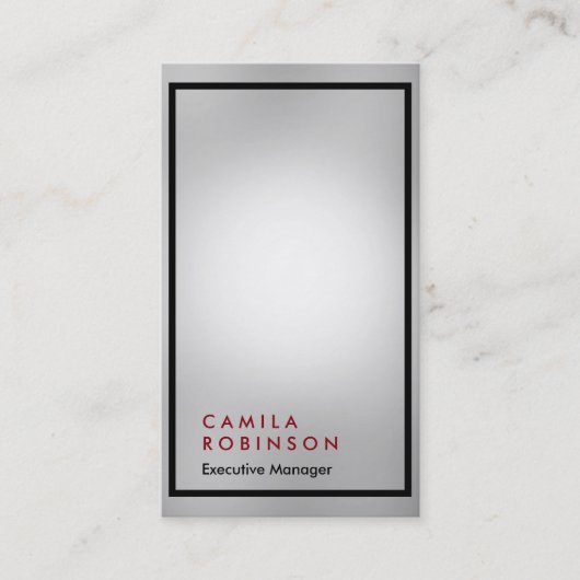 垂直グレーのプロフェッショナルモダンプレーン・マネージャ 名刺 (正面)