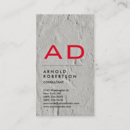 垂直グレーウォールトレンディーレッドモノグラム 名刺