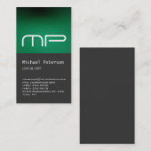 垂直グレーグリーンストライプモノグラム名刺 名刺 (正面/裏面)