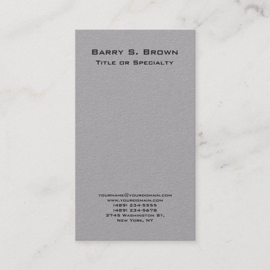 垂直グレーシンプルミニマリスト 名刺 (正面)