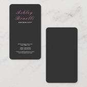 垂直グレーピンククラシカルフェミニンスタイリッシュ色 名刺 (正面/裏面)