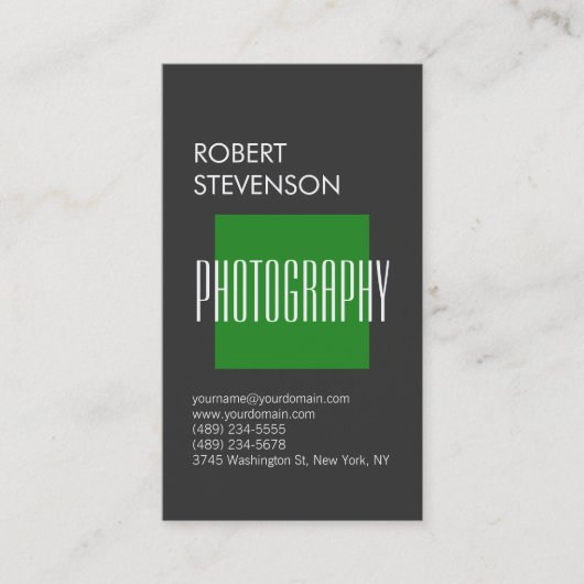 垂直グレーフォレストグリーントレンディー名刺 名刺 (正面)