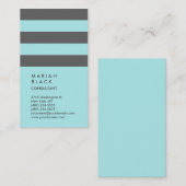 垂直グレーライトターコイズブルーストライプのトレンディー 名刺 (正面/裏面)