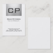 垂直グレー白モノグラム名刺 名刺 (正面/裏面)