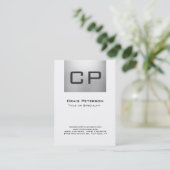 垂直グレー白モノグラム名刺 名刺 (スタンド正面)