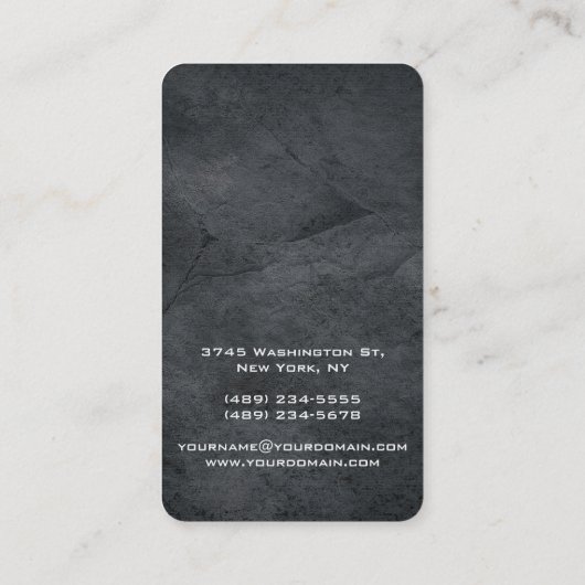 垂直グレー芸術的テクスチャユニークデザイン 名刺 (裏面)