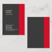 垂直グレー赤ストライプ色エレガント平野モダン 名刺 (正面/裏面)