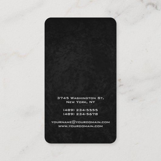 垂直グ芸術的レーブラックユニークデザイン 名刺 (裏面)