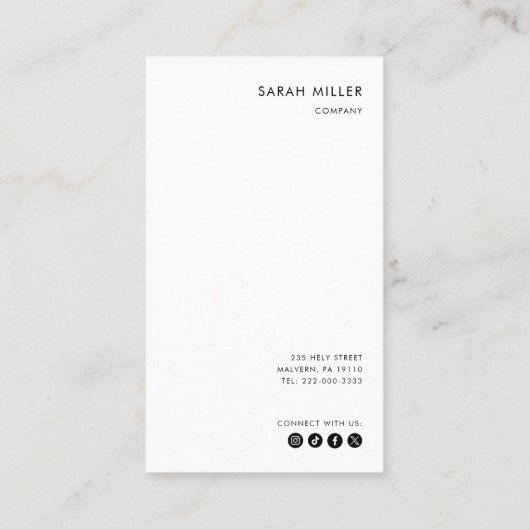 垂直コンサルタントのミニマルフォーマル白黒 名刺 (裏面)