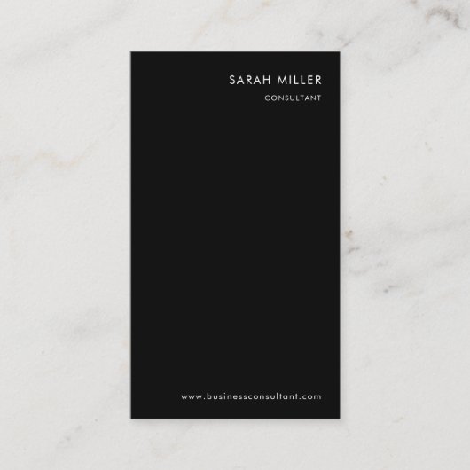垂直コンサルタントのミニマルフォーマル白黒 名刺 (正面)