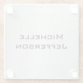 垂直シルバーグレイスタイリッシュトレンディーモダン名 ガラスコースター (裏面)