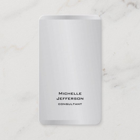 垂直シルバーグレイスタイリッシュトレンディーモダン 名刺 (正面)