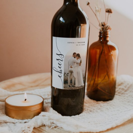 垂直スクリプト写真アー結婚チ ワインラベル