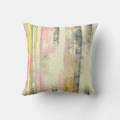 垂直スケッチ線芸術的ピンク色の灰色の黄色 クッション (裏面)