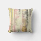 垂直スケッチ線芸術的ピンク色の灰色の黄色 クッション (正面)