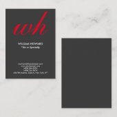 垂直スタイリッシュモノグモダンラムグレー赤 名刺 (正面/裏面)