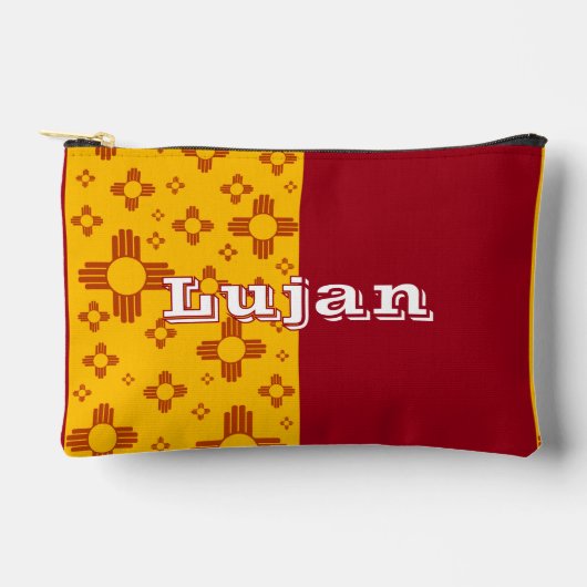 垂直ストライプズシアサンレッドイエローニューメキシコ アクセサリーポーチ (正面)