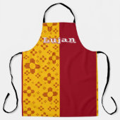 垂直ストライプズシアサンレッドイエローニューメキシコ エプロン (正面)