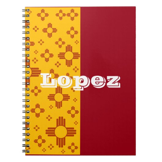 垂直ストライプズシアサンレッドイエローニューメキシコ ノートブック (正面)