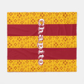 垂直ストライプズシアサンレッドイエローニューメキシコ フリースブランケット (正面(横))