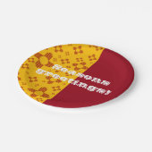 垂直ストライプズシアサンレッドイエローニューメキシコ ペーパープレート (アングル)