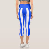 垂直ストライプセーラーブルー&ホワイトパターン カプリレギンス (裏面)