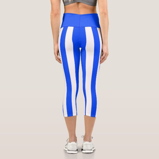 垂直ストライプセーラーブルー&ホワイトパターン カプリレギンス (裏面)