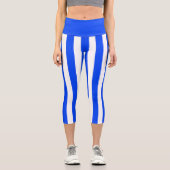 垂直ストライプセーラーブルー&ホワイトパターン カプリレギンス (正面)