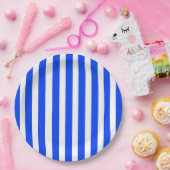垂直ストライプセーラーブルー&ホワイトパターン ペーパープレート (パーティー)