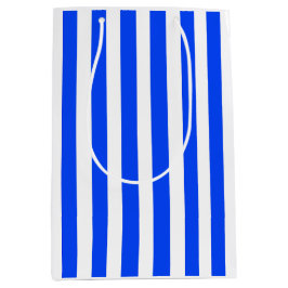 垂直ストライプセーラーブルー&ホワイトパターン ミディアムペーパーバッグ
